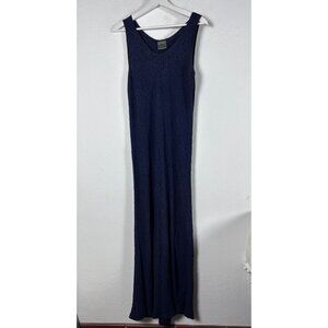 URU Womens 100% Silk Textured Floral Sleeveless Long Maxi Dress Purple Pullover